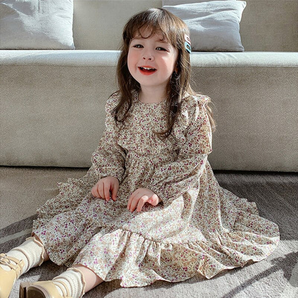 Girls Floral New Long-Sleeve Printed  Dresses WTA11