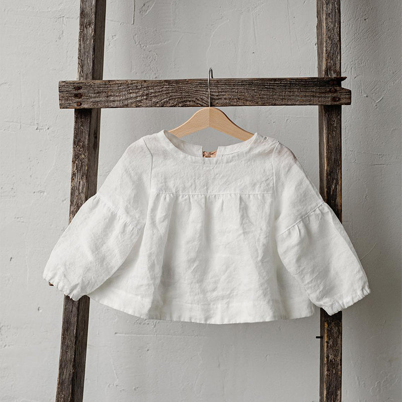 Girls Linen Blouses  Bow Girl Forest Cotton And Linen Long-Sleeve Shirts TZ45