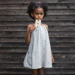 Girls Plaid Sleeveless Spaghetti Strap Casual Loose Elastic Pockets Princess Dresses TZ106