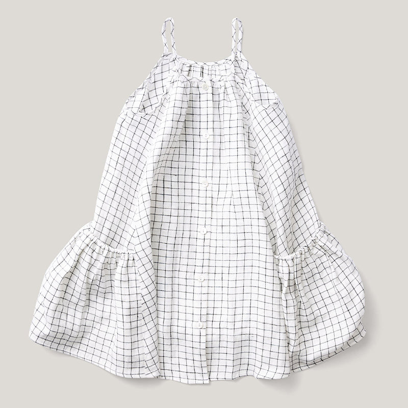 Girls Plaid Sleeveless Spaghetti Strap Casual Loose Elastic Pockets Princess Dresses TZ106