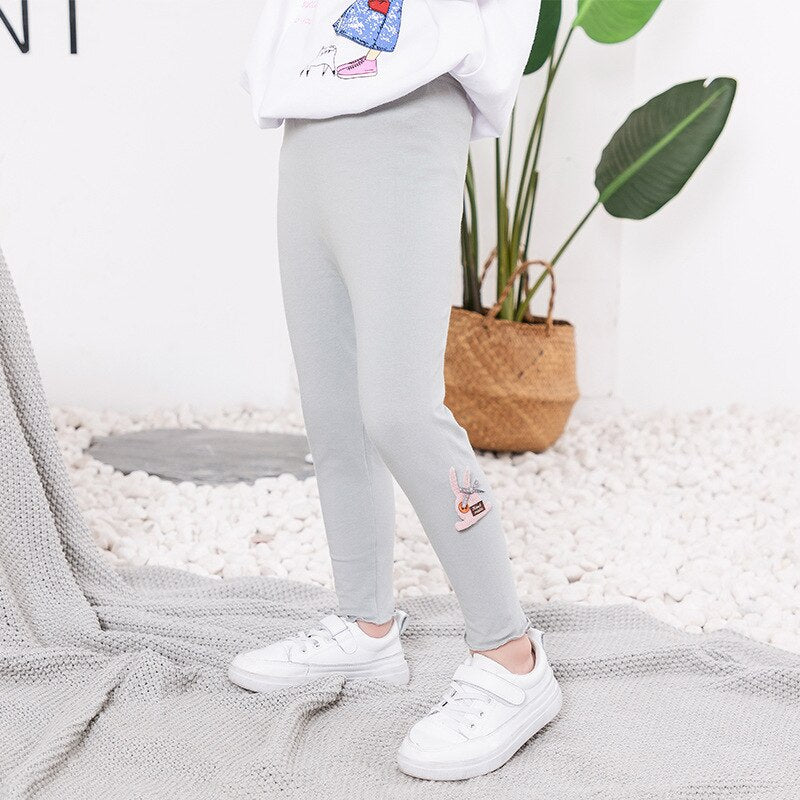 Girls Plus Velvet Thickened Warm Leggings Autumn Winter Children's Solid Cartoon Pants Toddler Baby Kids Casual Trousers WTP81