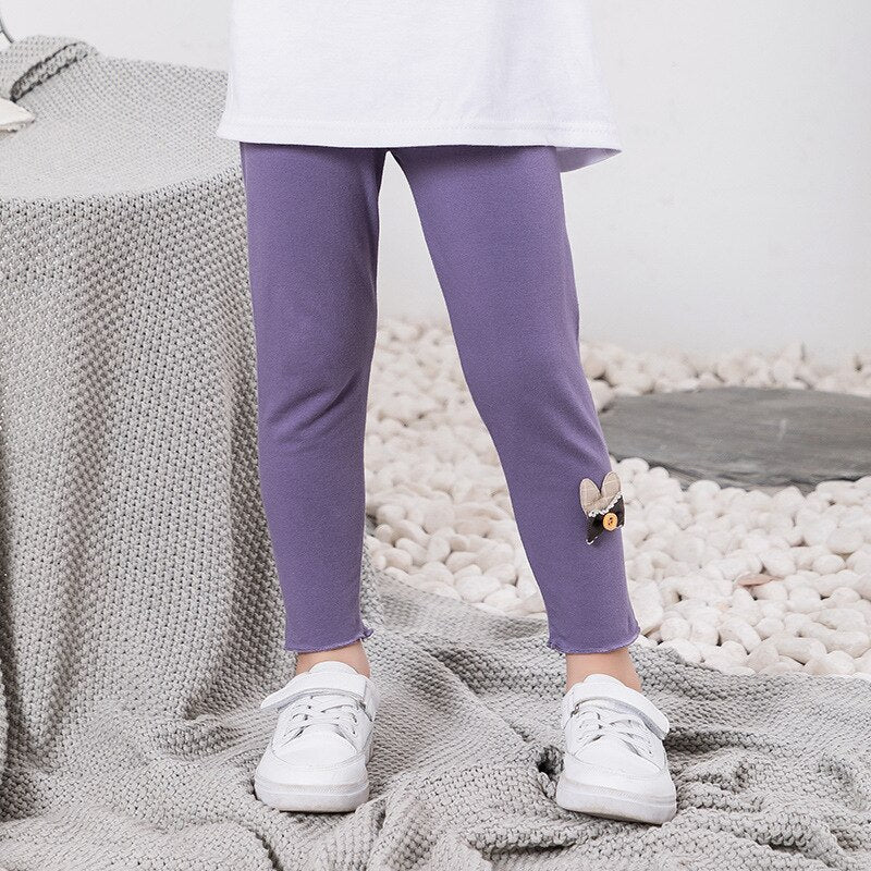 Girls Plus Velvet Thickened Warm Leggings Autumn Winter Children's Solid Cartoon Pants Toddler Baby Kids Casual Trousers WTP81