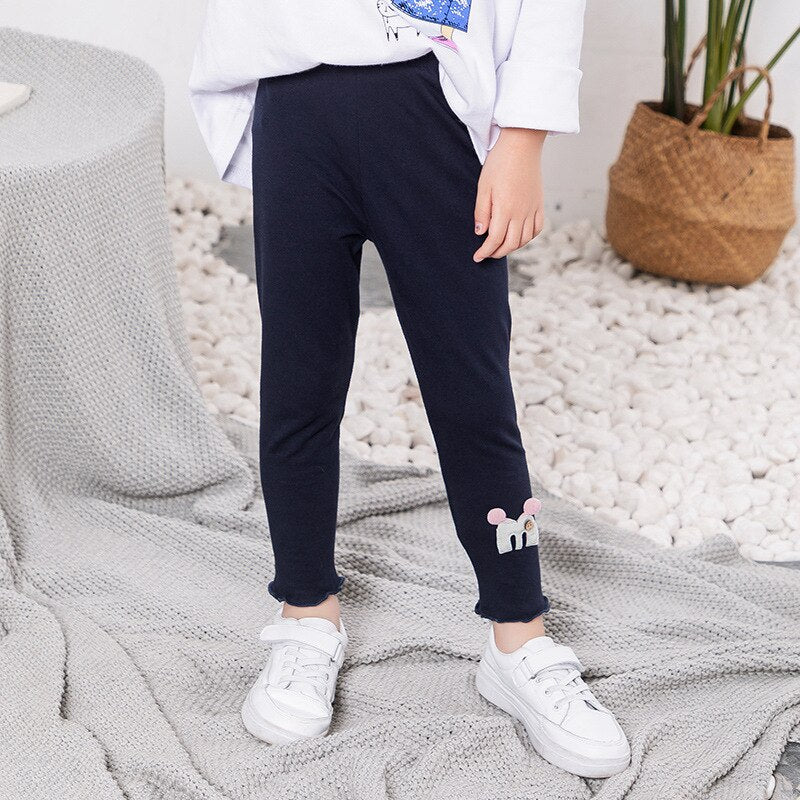 Girls Plus Velvet Thickened Warm Leggings Autumn Winter Children's Solid Cartoon Pants Toddler Baby Kids Casual Trousers WTP81