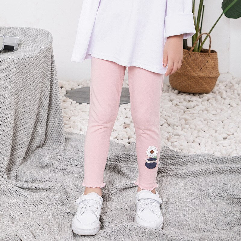 Girls Plus Velvet Thickened Warm Leggings Autumn Winter Children's Solid Cartoon Pants Toddler Baby Kids Casual Trousers WTP81