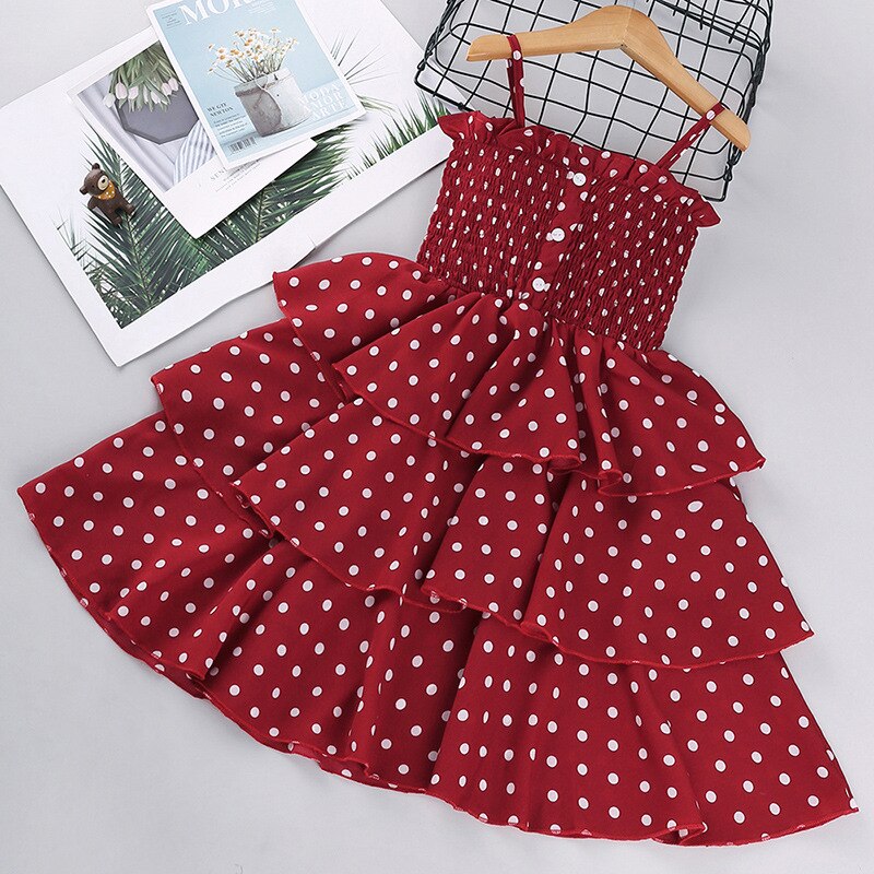 Girls New Polka Dot Layered Dress WT603