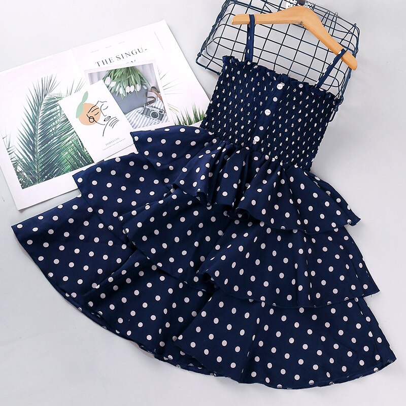 Girls New Polka Dot Layered Dress WT603