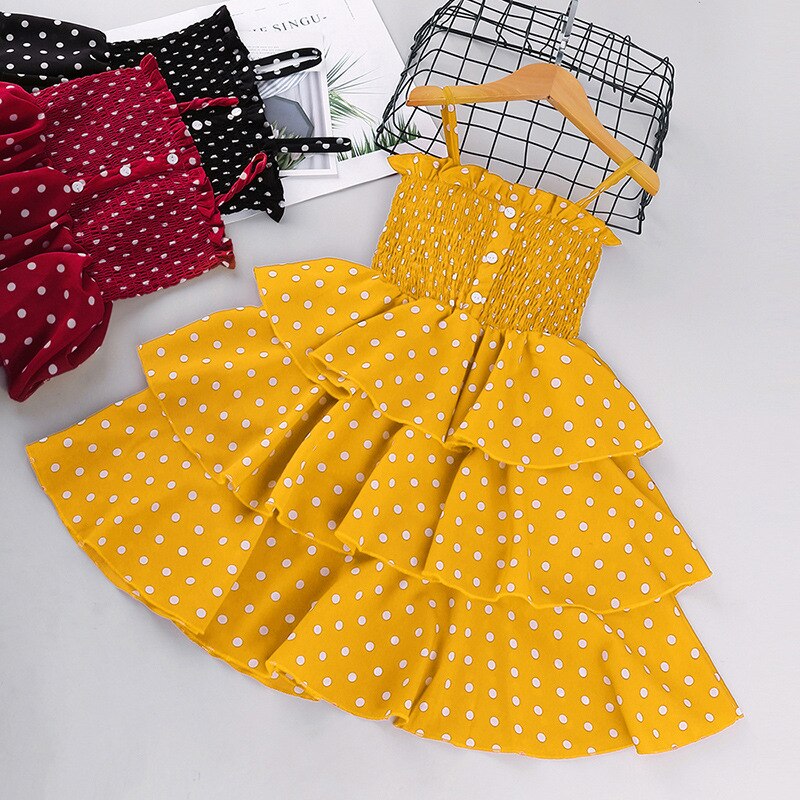 Girls New Polka Dot Layered Dress WT603