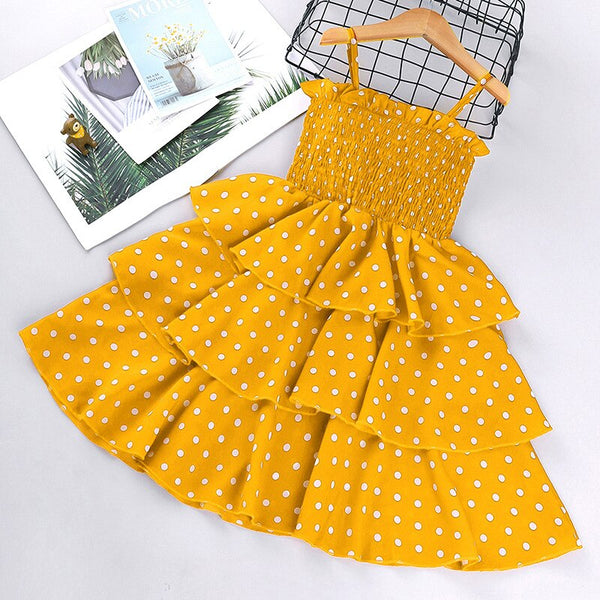 Girls New Polka Dot Layered Dress WT603