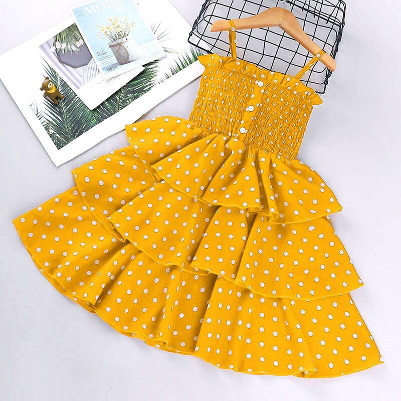 Girls New Polka Dot Layered Dress WT603