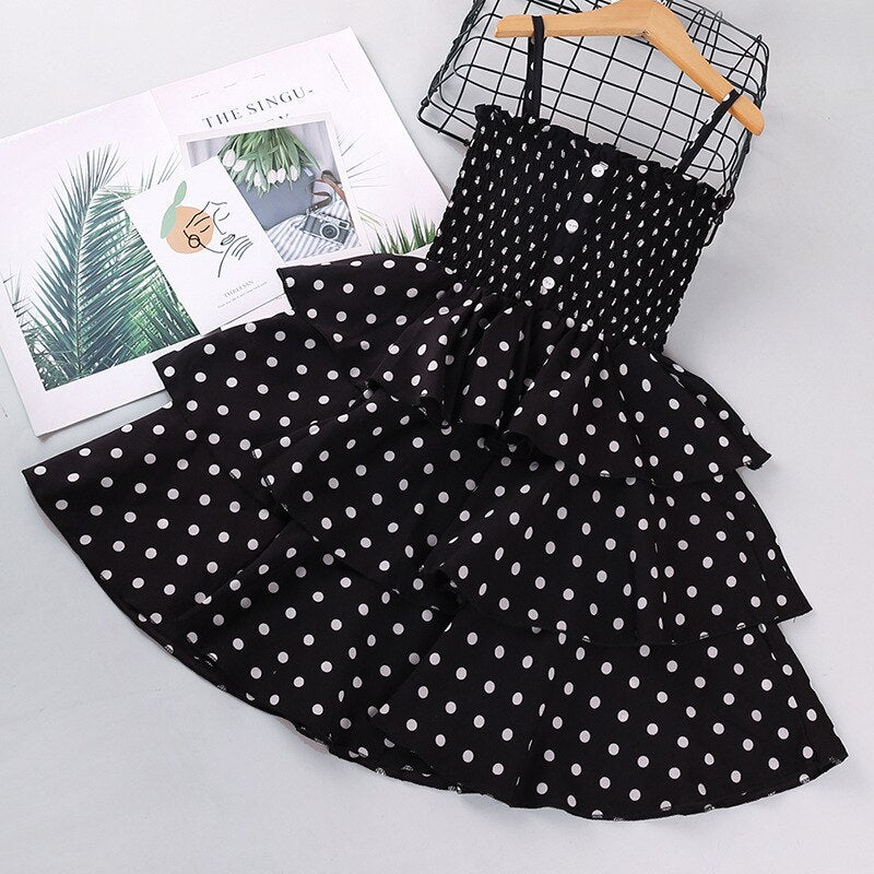 Girls New Polka Dot Layered Dress WT603