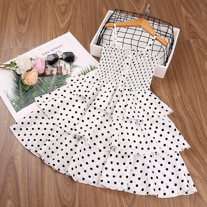 Girls New Polka Dot Layered Dress WT603