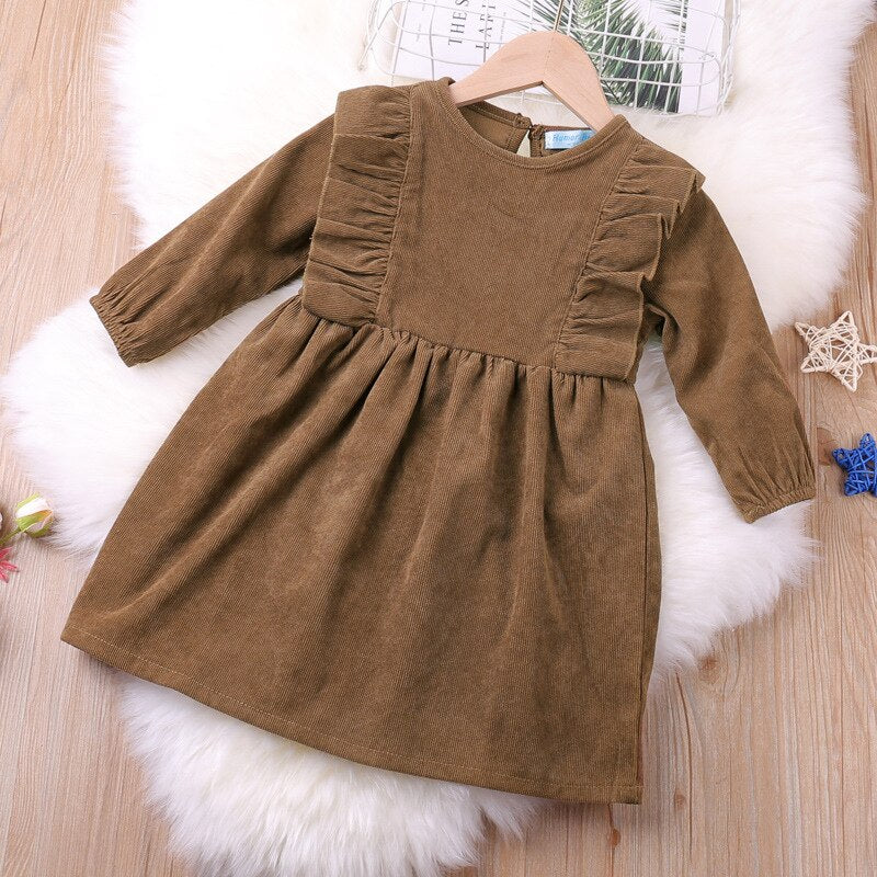 Autumn Winter New Girls Casual Cotton Long-Sleeve A-Line Dresses WTA56