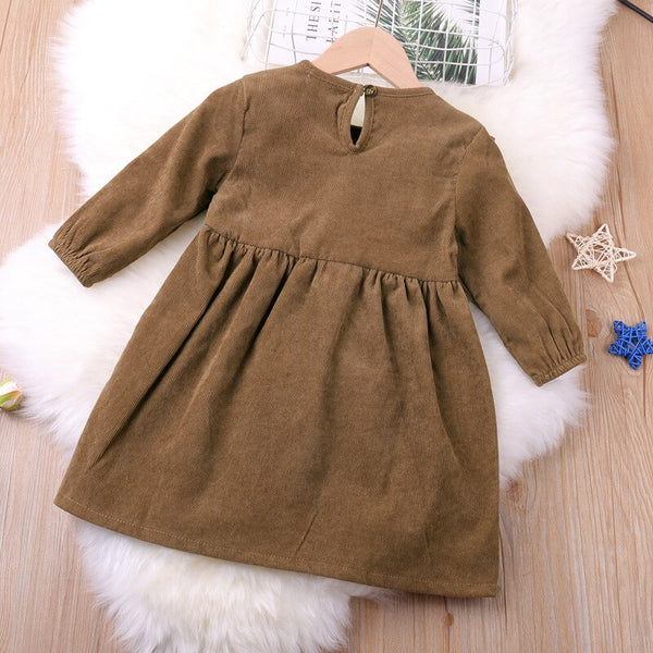 Autumn Winter New Girls Casual Cotton Long-Sleeve A-Line Dresses WTA56