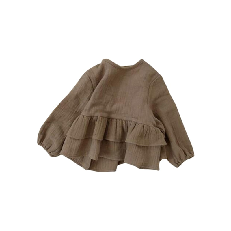 Girls' Ruffled Long-Sleeved Blouse WTB42