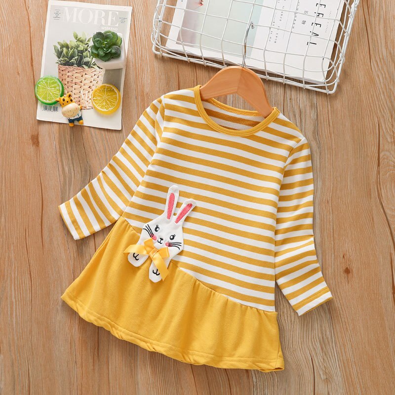 Girls Long-Sleeved Round Neck Cotton Cute Rabbit Cartoon T-Shirt WTB28