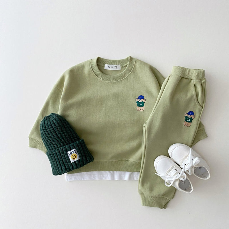 Boys Girls Clothes Bear Sweatshirt+Jogger Pants Set GH54