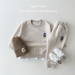 Boys Girls Clothes Bear Sweatshirt+Jogger Pants Set GH54