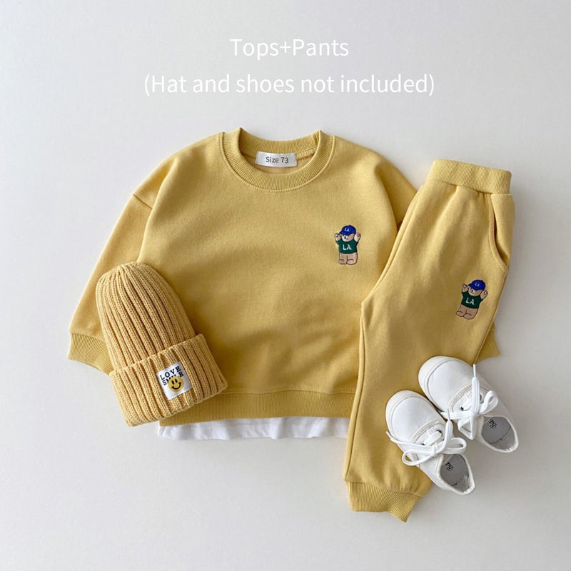 Boys Girls Clothes Bear Sweatshirt+Jogger Pants Set GH54