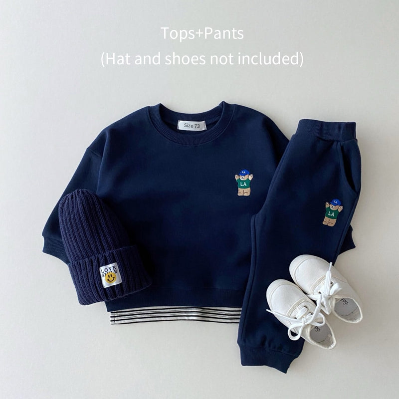 Boys Girls Clothes Bear Sweatshirt+Jogger Pants Set GH54