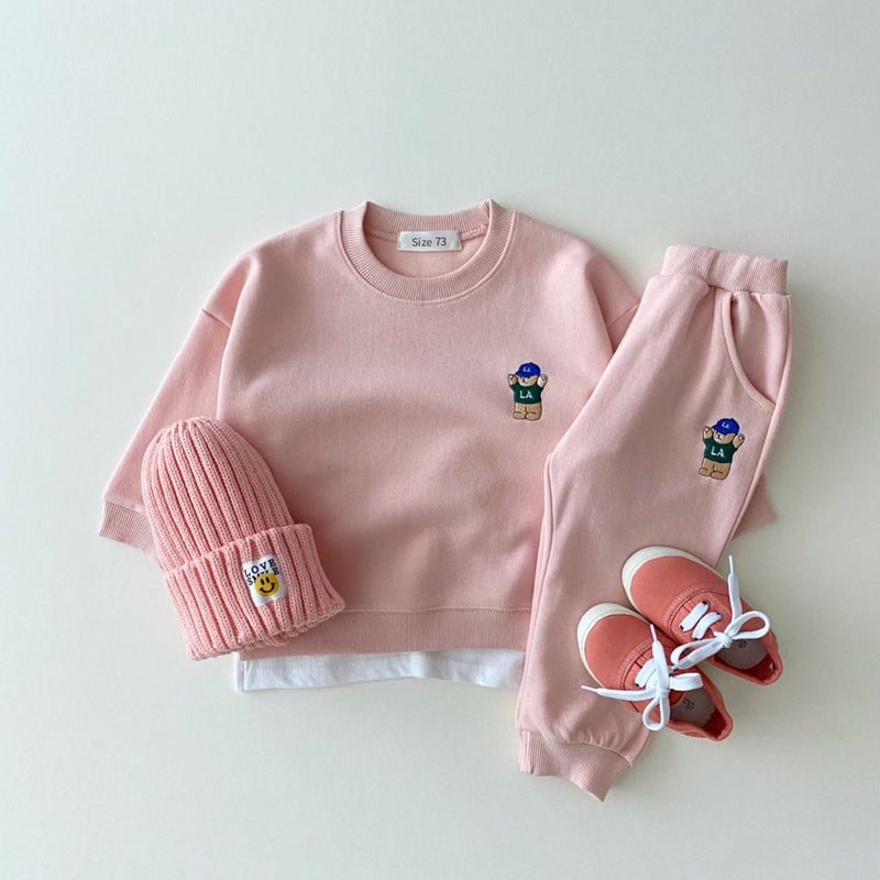 Boys Girls Clothes Bear Sweatshirt+Jogger Pants Set GH54