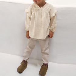 Children's Ruffled Contrast Shirt VV10-（Hand Made)