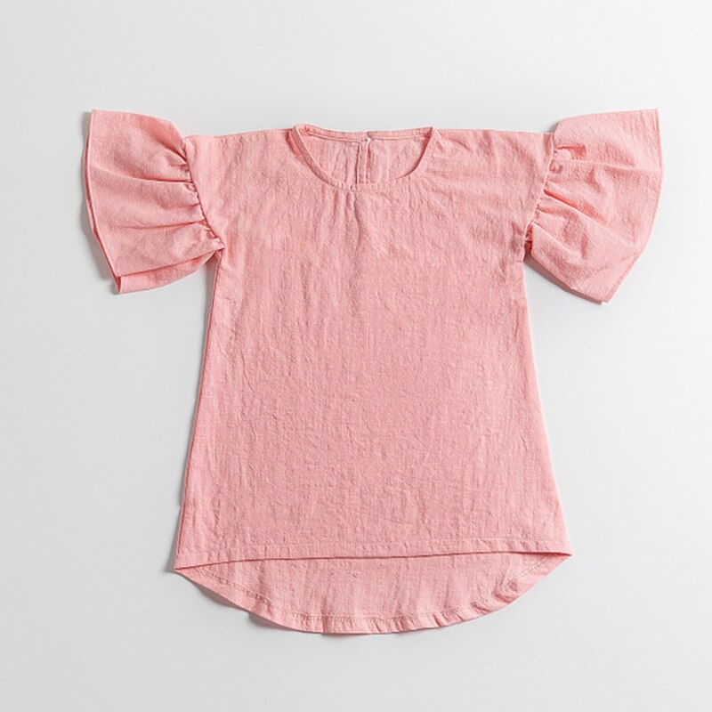 New Solid Color Flare Sleeves Comfortable Children Dresses WT61