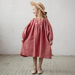 Girls Pastoral Retro Long-Sleeve Casual Loose Lantern Sleeve Princess Dresses TZ150