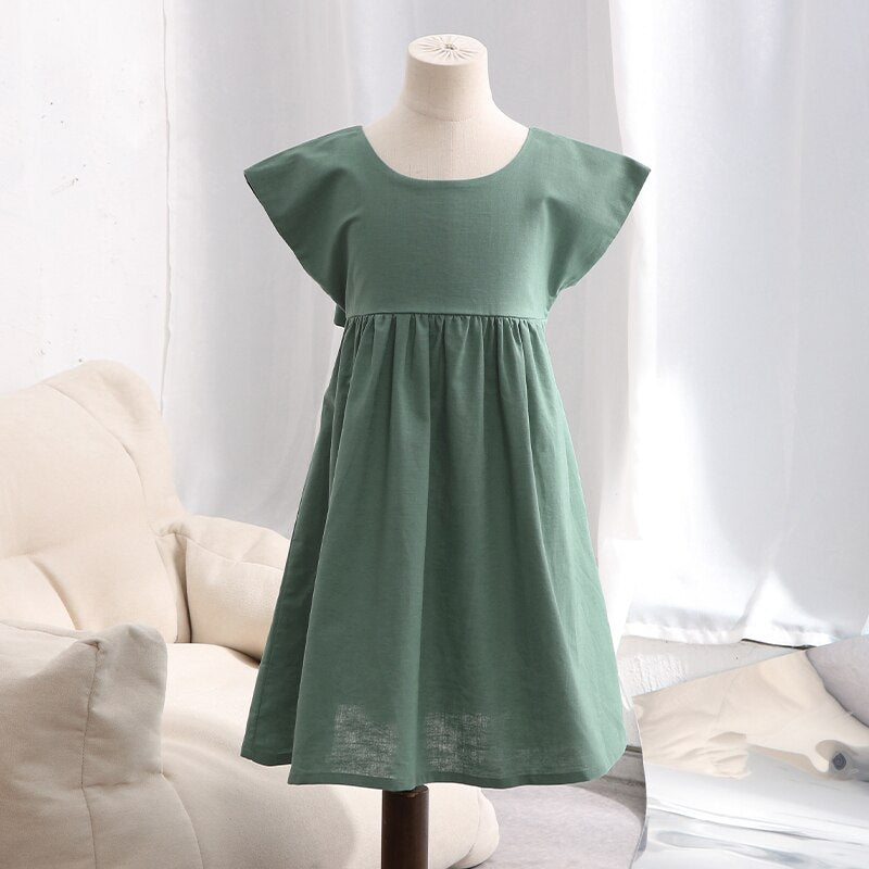 New Children's Short-Sleeved Casual Loose Rustic Boho Princess Dresses