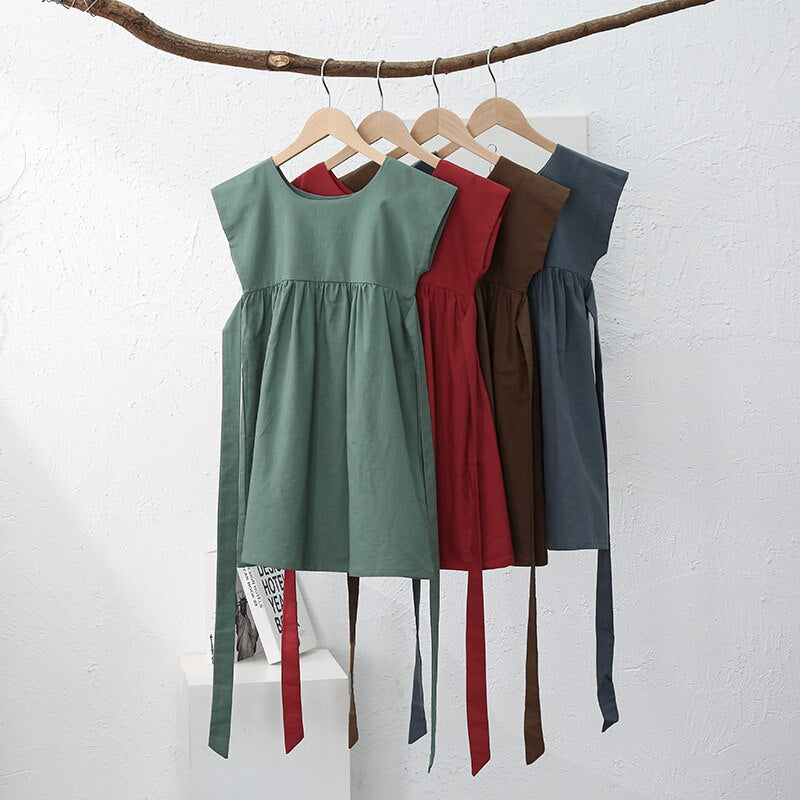 New Children's Short-Sleeved Casual Loose Rustic Boho Princess Dresses