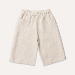 Girls Retro Casual Elastic Waist Straight Linen Pant With Pockets TZ157