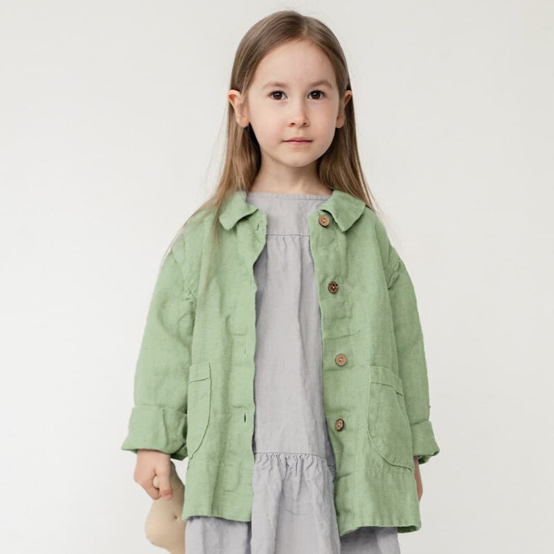 New Children's Turn-Down Collar Buttons Casual Loose Coats TZP07-(Hand Made)