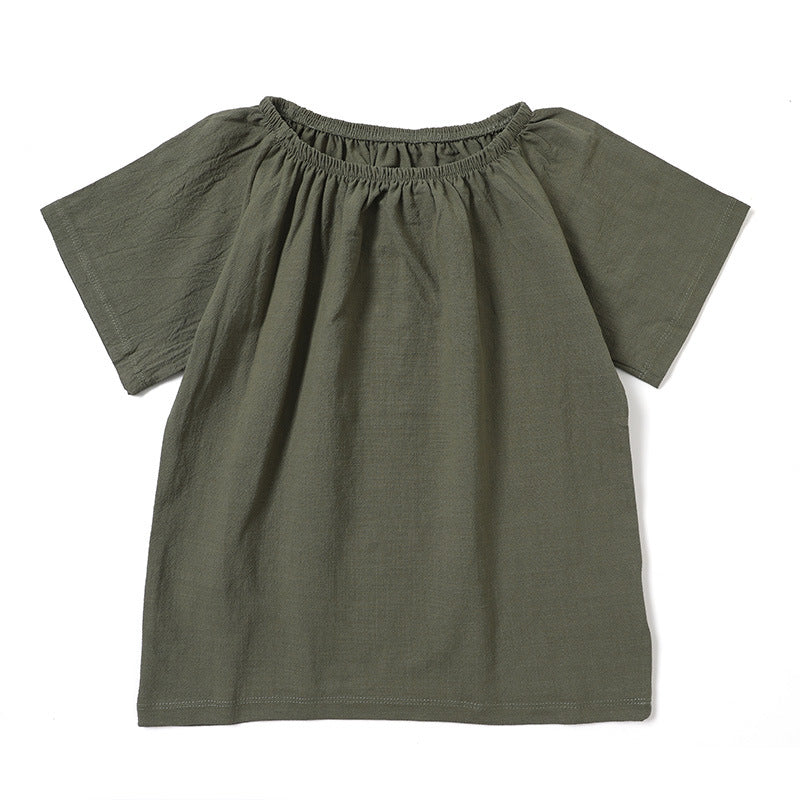 Summer Girls Casual Comfortable Round Neck Short-Sleeve T-Shirts Top WT030