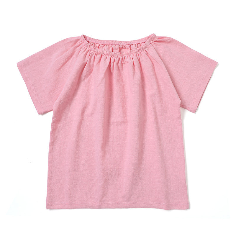 Summer Girls Casual Comfortable Round Neck Short-Sleeve T-Shirts Top WT030