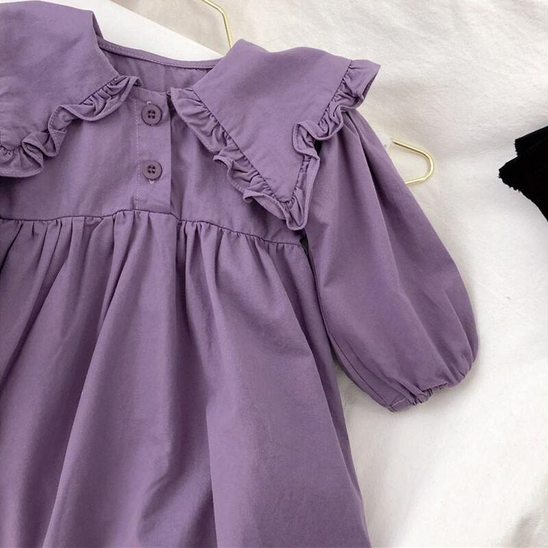 Spring Autumn Girls Cotton Long-Sleeved Dress WTA57