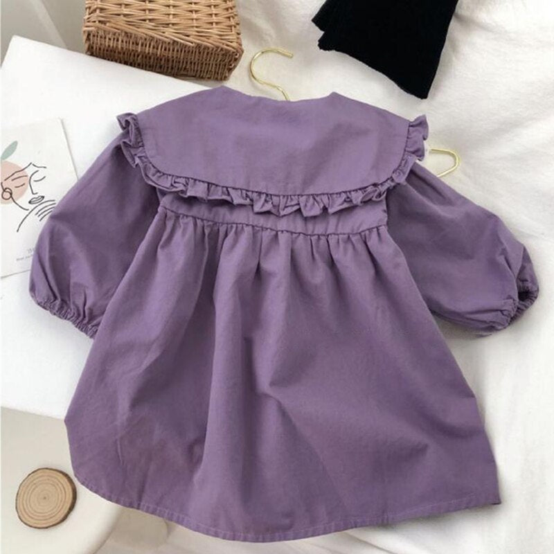 Spring Autumn Girls Cotton Long-Sleeved Dress WTA57