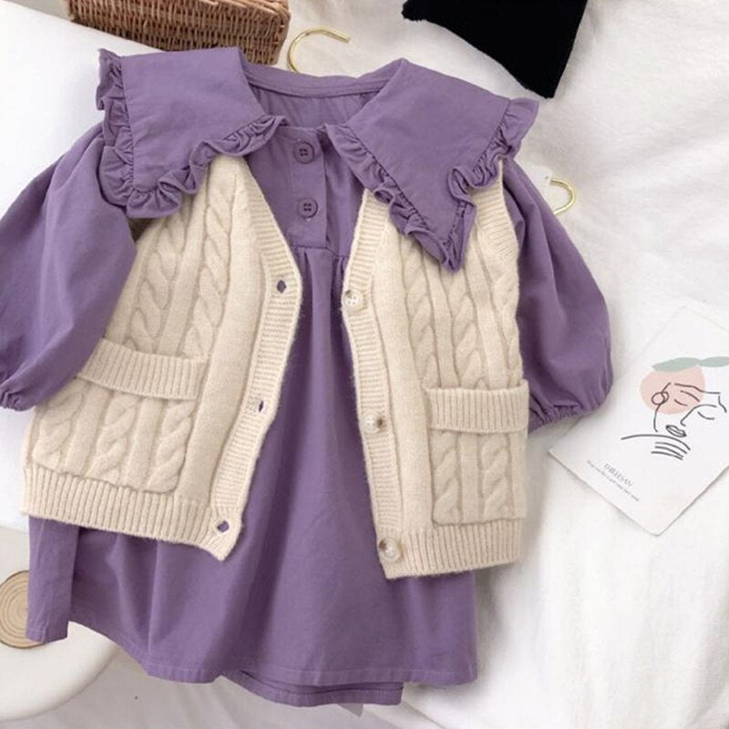 Spring Autumn Girls Cotton Long-Sleeved Dress WTA57