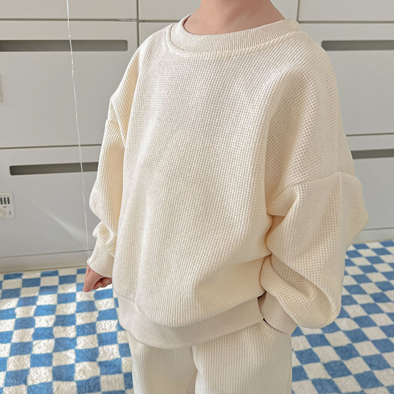 Waffle Casual Cotton Sweatshirts + Pants 2pcs Sets WTC57