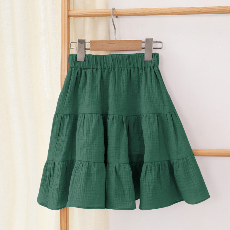 Summer Girls  Ruffle Skirt Casual Loose Knee-Length Skirts TZ70