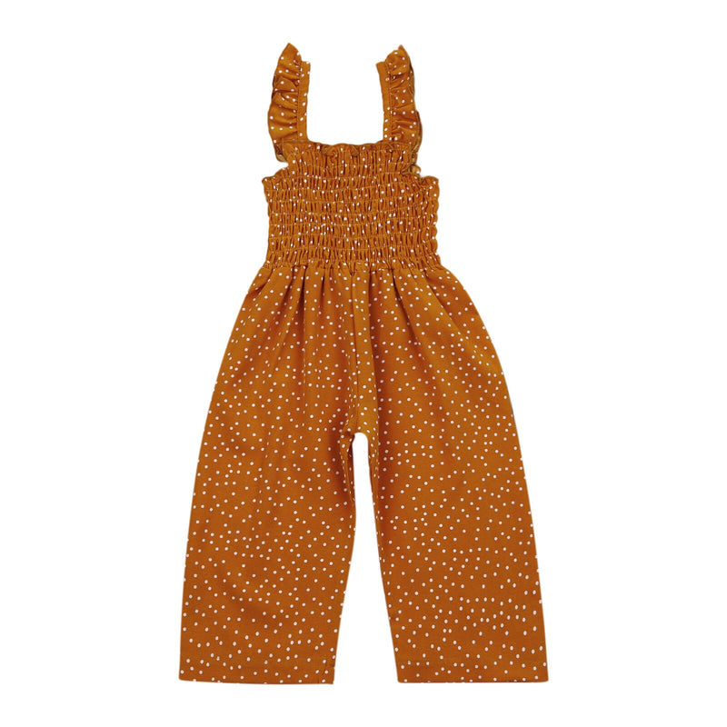 Girl’s Sleeveless Polka Dot Ruffles One Piece Jumpsuit  GH52