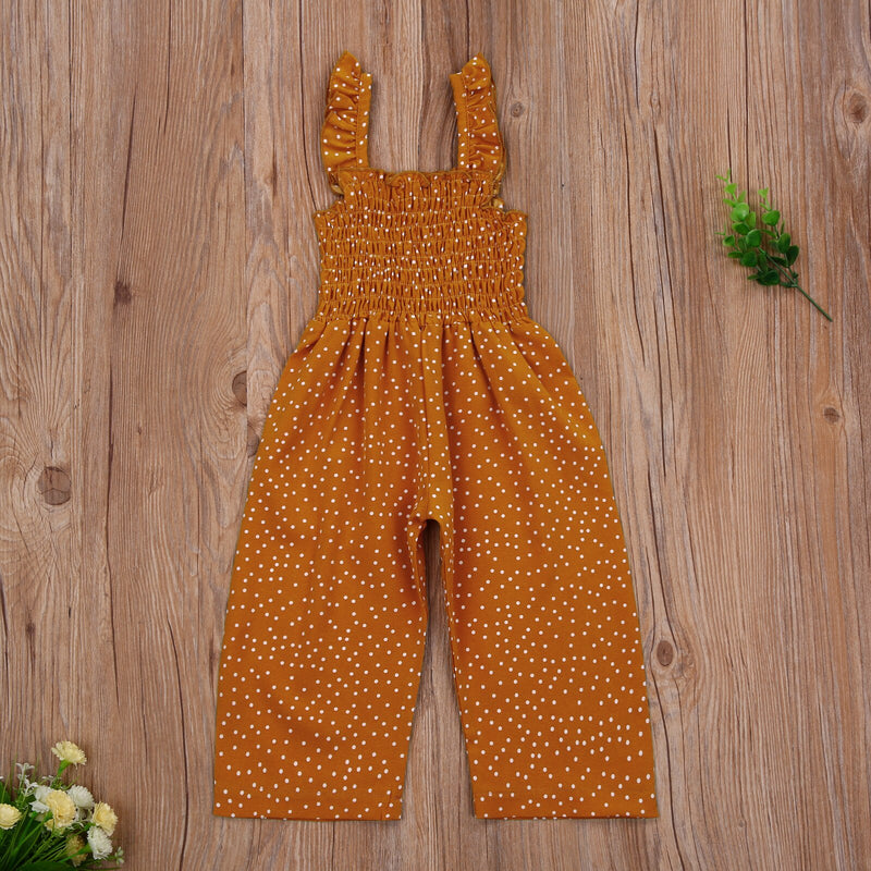 Girl’s Sleeveless Polka Dot Ruffles One Piece Jumpsuit  GH52