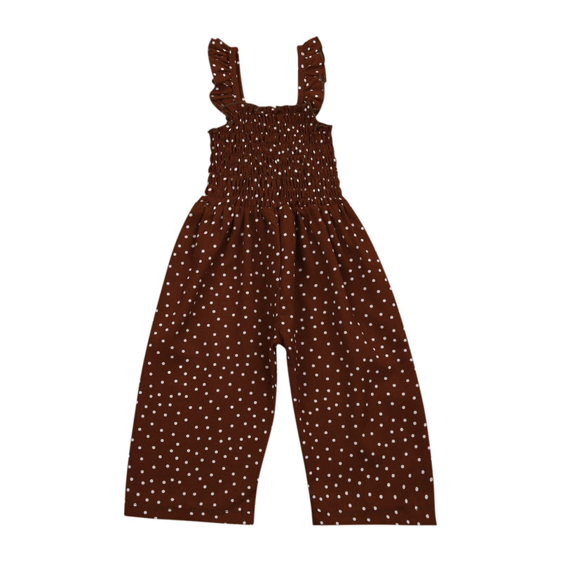 Girl’s Sleeveless Polka Dot Ruffles One Piece Jumpsuit  GH52