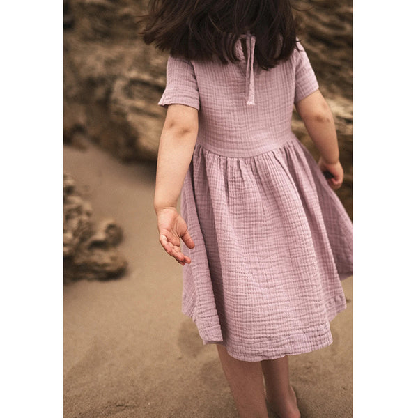 Girls Casual Loose Beach Short-Sleeve Dresses TZ83