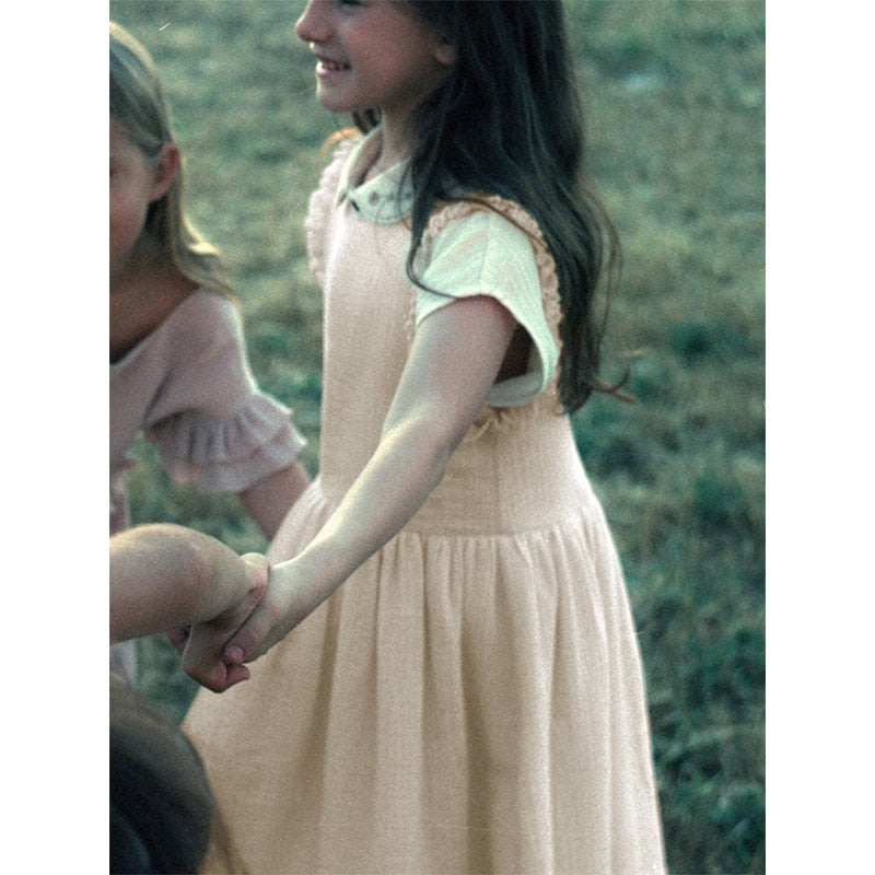 Summer New Sleeveless Backless V-Neck Girls Dress VV25-（Hand Made)
