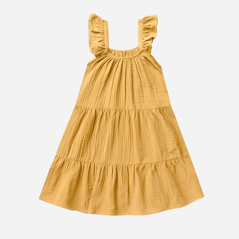 Girls Casual Loose Ruffle Straps Flowy Beach Sunshine Cake Dresses TZ116