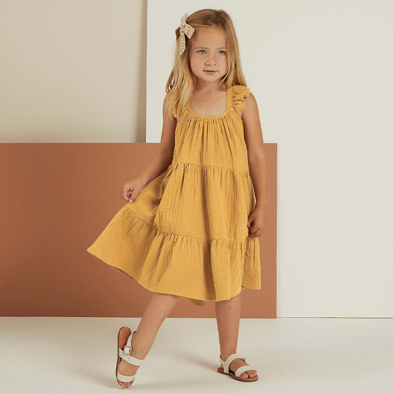 Girls Casual Loose Ruffle Straps Flowy Beach Sunshine Cake Dresses TZ116